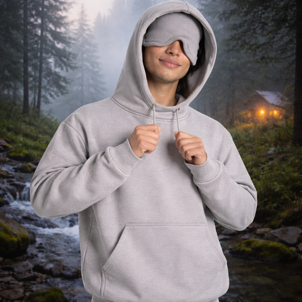 Cozy Hoodie with Hidden Eye Mask