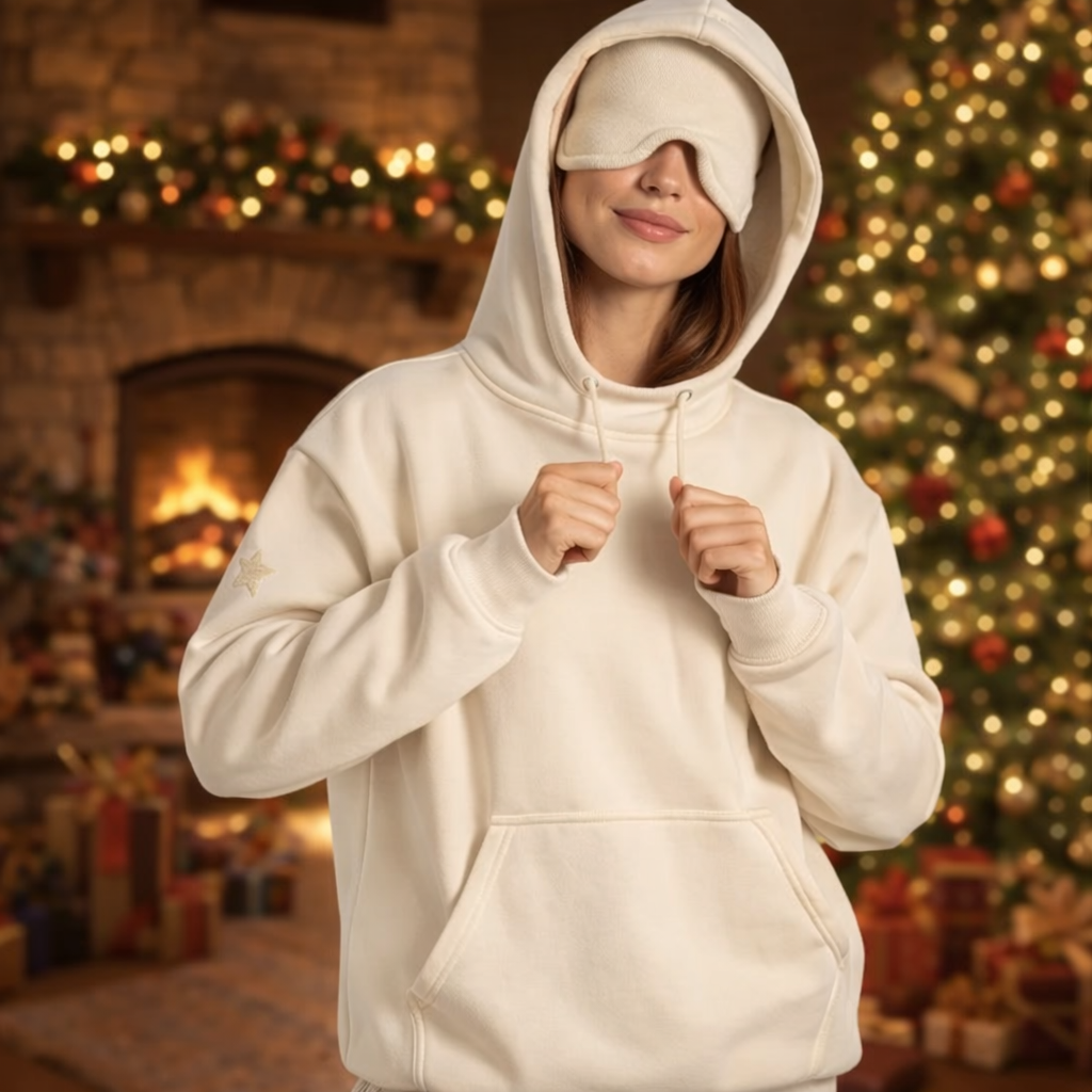 Cozy Hoodie with Hidden Eye Mask