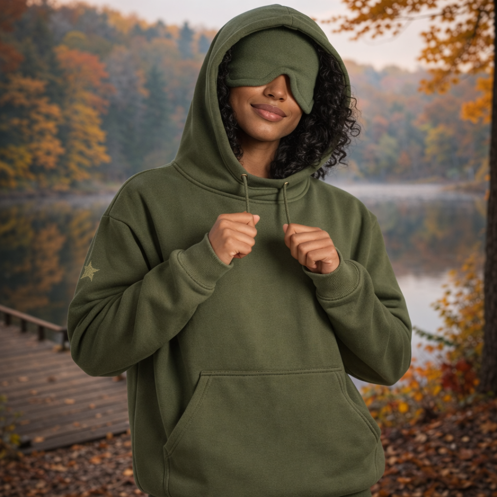 Cozy Hoodie with Hidden Eye Mask