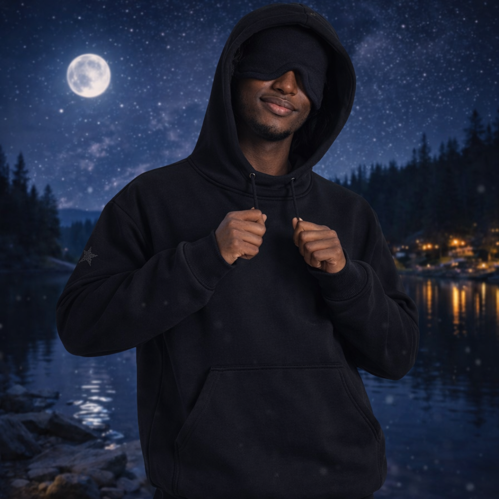 Cozy Hoodie with Hidden Eye Mask